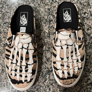 Vans mule slip ons with feet bones